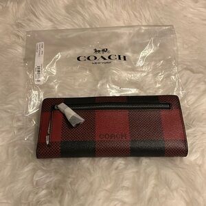 COACH Slim Wallet with Buffalo Plaid Print